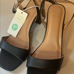 A New Day Black Open-Toe Heels